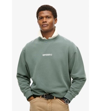Superdry Sudadera suelta de cuello redondo con micrologotipo estampado azul