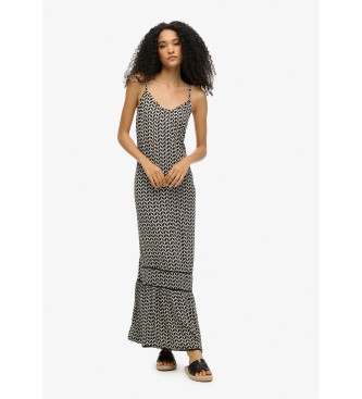 Superdry Vestido largo de tirantes negro