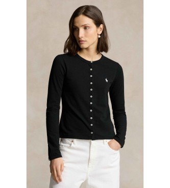 Polo Ralph Lauren Cárdigan de piqué elástico con algodón negro