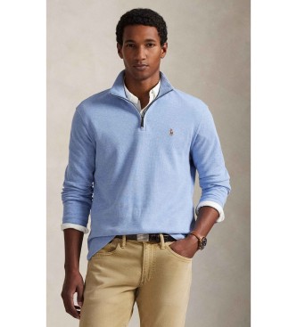 Polo Ralph Lauren Jersey Estate-Rib con cremallera corta azul