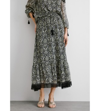 Pepe Jeans Falda midi en tejido de chifón Earn negro