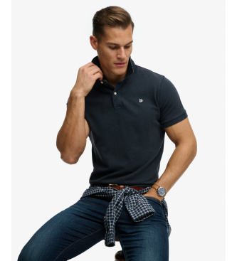 Superdryvoor Mannen. M1110451A Vintage Polo Met Versleten Look, Marineblauw (M), Casual, Katoen, Korte Mouwen