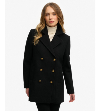 Superdry Chaquetón Double Breasted negro