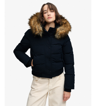 Superdry para mujer. W5011785A Chaqueta acolchada Everest Hooded azul marino (10), Outdoor, Poliéster Reciclado