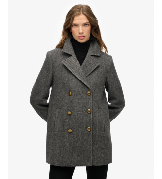Superdry Chaquetón Double Breasted gris marengo