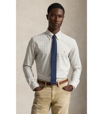 Polo Ralph Lauren Camisa oxford con cuadros Custom Fit blanco roto