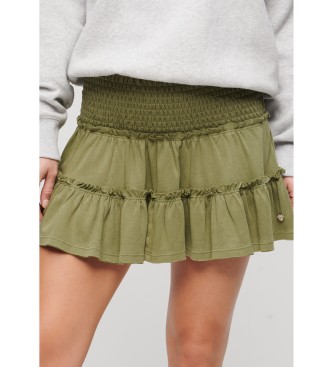 Superdry Minifalda de punto escalonada verde