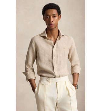 Polo Ralph Lauren para hombre. 710B22589001 Camisa de lino Custom Fit beige (M), Casual, Manga larga