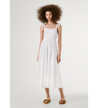 Pepe Jeansvoor Vrouwen. PL953749 Larieta Jurk Wit (S), Casual, Katoen, Mouwloos / Spaghettibandjes