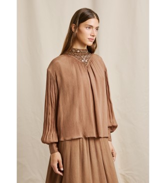 Pepe Jeans para mujer. PL3051291 Blusa Mona marrón (M), Casual, Viscosa, Manga larga