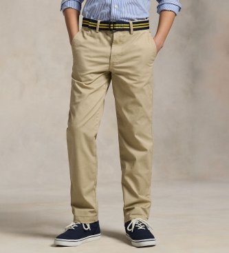 Polo Ralph Lauren para niño. 323855394002 Pantalón de sarga elástica Slim Fit beige (10/11años= 150/155cm), Casual, Algodón, Clásico, moda i