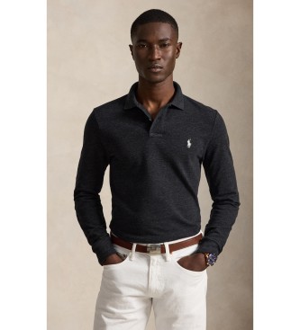 Polo Ralph Lauren para hombre. 710681126049 Polo de piqué Slim Fit de manga larga negro (M), Casual, Algodón