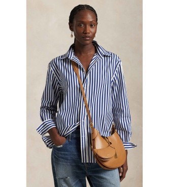 Polo Ralph Lauren para mujer. 211968218001 Camisa oversize de algodón con rayas azul (S), Casual, Clásico, Manga larga
