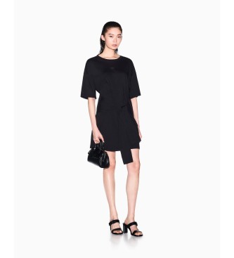 A|X Armani Exchange para mujer. XW002085AF10356UC001 Vestido Redondo negro (S), Casual, Algodón, Manga corta