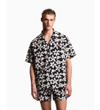 Emporio Armani para hombre. EM000593_AF20443 Camisa Flower marino (M), Casual, Algodón, Manga corta