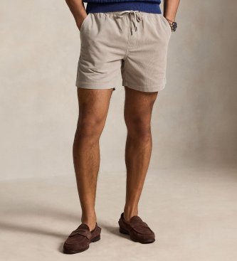 Polo Ralph Lauren para hombre. 710B19632006 Pantalón corto prepster Polo de pana beige (M), Casual, Gris, Algodón