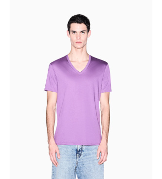 A|X Armani Exchange para hombre. 8NZT75ZJA5ZUA151 Camiseta Escote V lila (XXL), Casual, Algodón, Manga corta