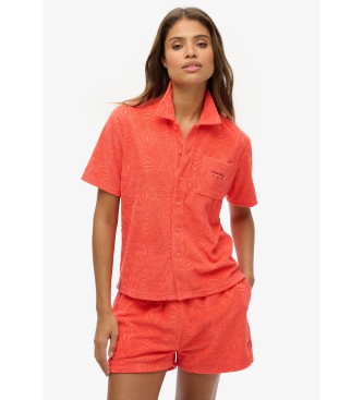 Superdry para mujer. W4010486A Camisa de tejido rizado Country Club coral (XS), Casual, Algodón, Manga corta
