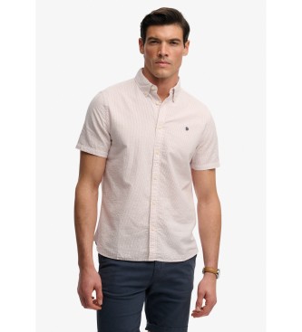 Superdry para hombre. M4011102A Camisa Classic Seersucker rosa (XL), Casual, Algodón, Manga corta