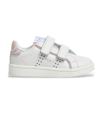 Pepe Jeans para niña. PGS000014 Zapatillas de Piel Player Young blanco (30), Plano, Velcro, Casual, Deportivo, moda infantil