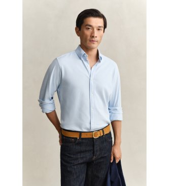 Gant para hombre. 3250271 Camisa Regular Fit de punto de piqué elástico azul (XL), Casual, Algodón, Manga larga