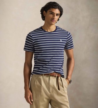 Polo Ralph Lauren para hombre. 710P07313001 Camiseta de algodón suave con rayas marino (XL), Casual, Manga corta