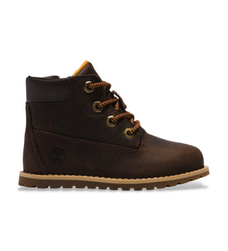 Timberland para niño. TB1A2NC39311 Botas de piel Pokey Pine marrón (30), Plano, Cremallera, Casual, moda infantil