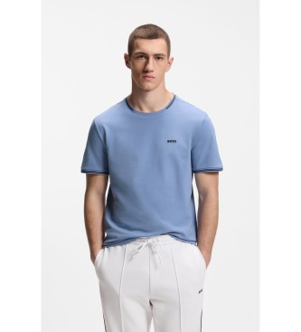BOSS para hombre. 50521245 Camiseta Algodón elástico con rayas y logotipo azul (3XL), Casual, Manga corta