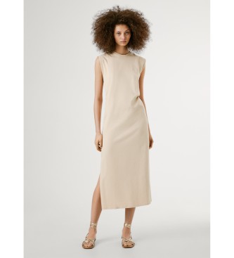 Pepe Jeans para mujer. PL953750 Vestido Ari beige (XS), Casual, Algodón, Sin mangas / Tirantes