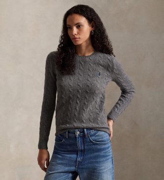 Polo Ralph Lauren para mujer. 211971865501 Jersey de lana y cachemira gris (M), Casual, Manga larga