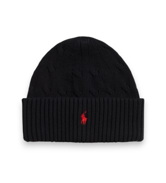 Polo Ralph Lauren unisex. 323980663003 Gorro de algodón en punto de ochos negro (L/XL), Casual