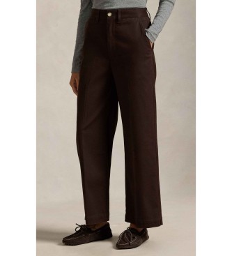 Polo Ralph Lauren para mujer. 211873988500 Pantalón Chino de pierna ancha marrón (48), Casual, Algodón