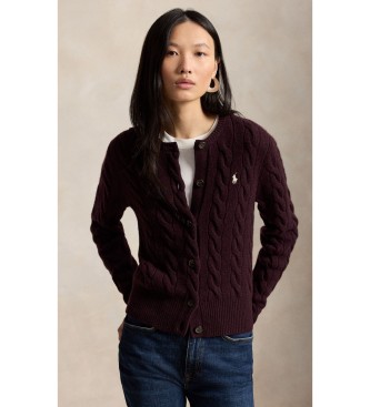 Polo Ralph Lauren para mujer. 211972104506 Cárdigan de lana y cachemira granate