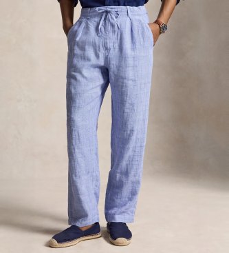 Polo Ralph Lauren para hombre. 710B19649002 Pantalón Lateef de lino Relaxed Fit azul (XXL), Casual