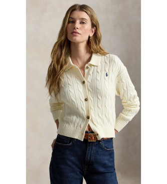 Polo Ralph Lauren para mujer. 211B30509001 Cárdigan de algodón en punto de ochos blanco roto (M), Casual