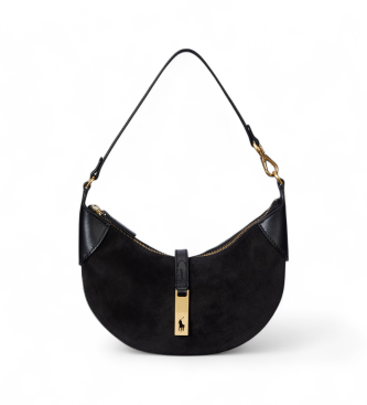 Polo Ralph Lauren para mujer. 428929801010 Bolso de hombro Polo ID mini de ante negro (OSFA), Casual, Piel