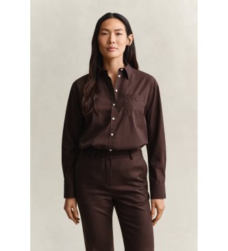 Gant para mujer. 4300212 Camisa de popelina clásica Relaxed Fit marrón (42), Casual, Algodón, Manga larga