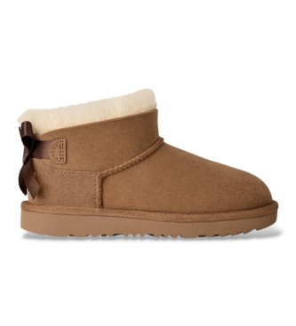 Ugg Unisex Für Kinder. 1185920K Ultra Mini Bailey Bow Stiefeletten Aus Leder In Braun (33.5), Wohnung, Keine, Lässig, Kinderbekleidung