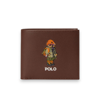 Plånbok i läder med brun Polo Bear