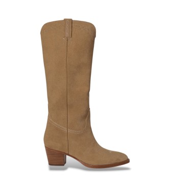 Höga Harpher-stövlar i beige mocka