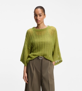 Boss Oversized-fit sweater with open knit stickade tröjor dam – bild 5