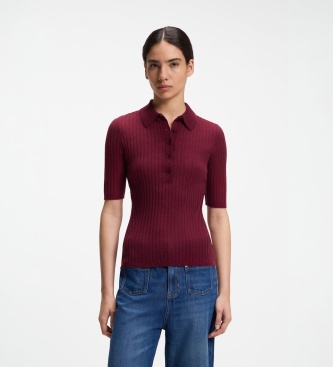 Boss Short-sleeved wool-blend sweater with polo collar polotröjor dam – bild 5