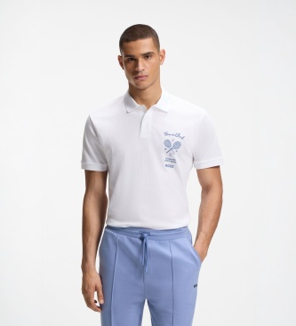BOSS para hombre. 50559753 Polo Member Mesh blanco