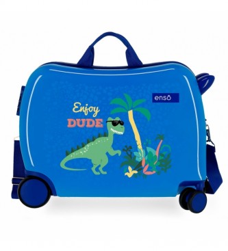 Enso unisex para niños. 9159821 Maleta infantil 2 ruedas multidireccionales Dino azul -38x50x20cm- (OSFA), Casual, ABS/Policarbonato, Marino