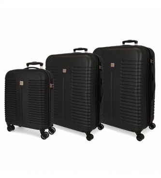 Roll Road unisex. 5089421 Juego de Maletas India Rígidas negro -40x55x20cm/48x70x27cm/55x80x29cm- (OSFA), Casual, ABS/Policarbonato, Grande,