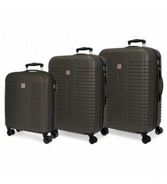 Roll Road unisex. 5089422 Juego de Maletas India Rígidas antracita -40x55x20cm/48x70x27cm/55x80x29cm- (OSFA), Casual, Gris, ABS/Policarbonat