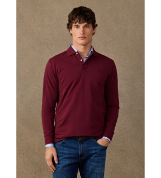 Hackett London Polo de manga larga Heritage H Small Logo burdeos
