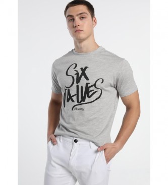 Six Valves para homem. T-shirt grÃ¡fica cinzenta Six Valves