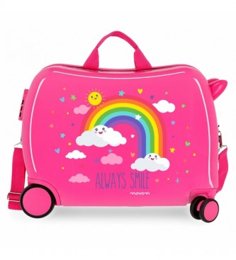 Movom unisex para niños. 2189821 Maleta Arcoiris Always Smile Rosa -38x50x20cm- (OSFA), Casual, ABS/Policarbonato, Cabina, moda infantil, Mo