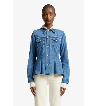7 For All Mankind para mulher. 7U400E381BB Casaco Hilo azul (XS), Casual, Algodão, Denim